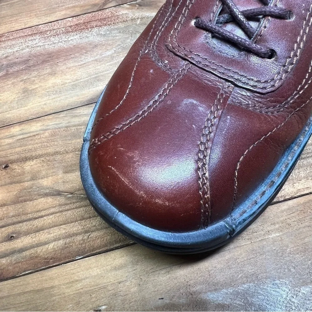Ecco Shock Point Leather Brown Dress Casual Shoes Made In Thailand Men's 8.5